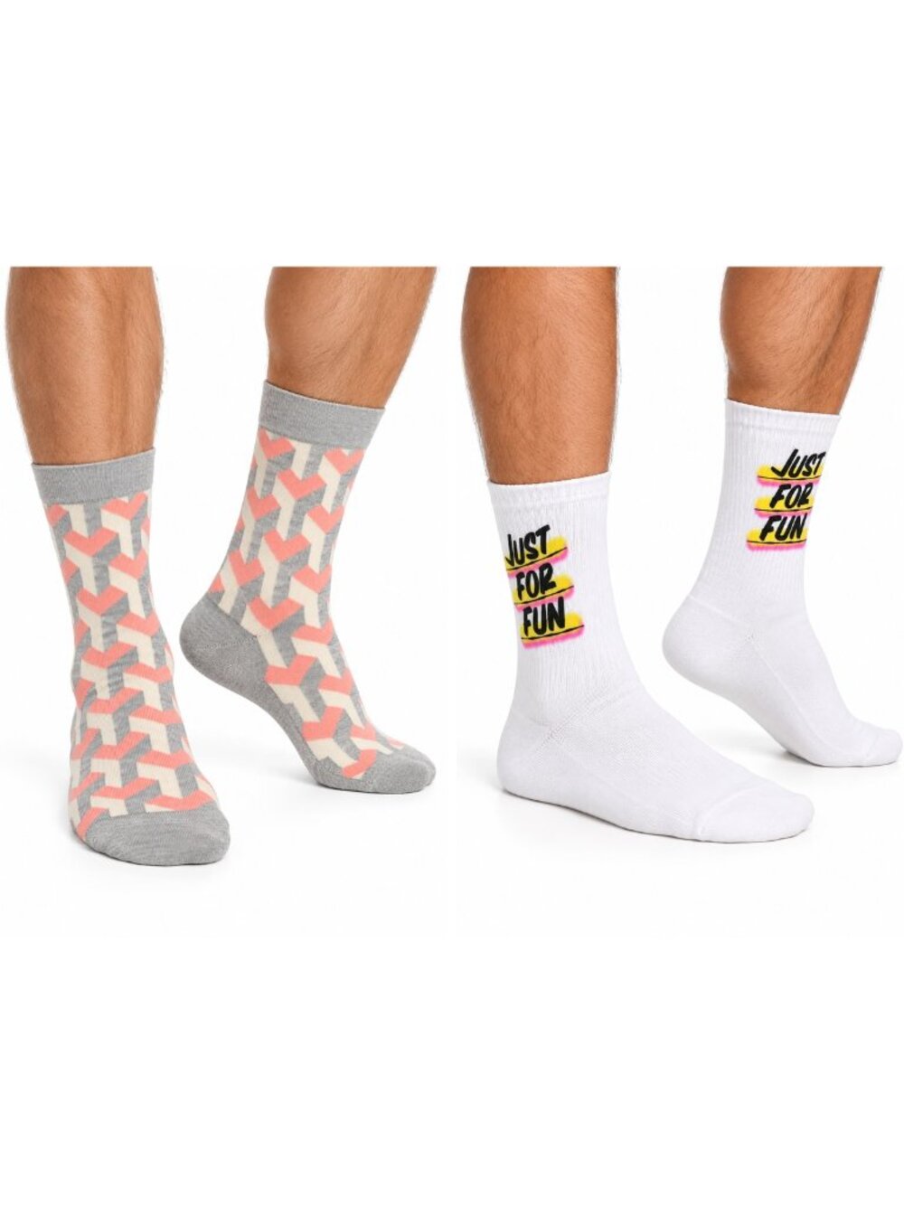 Fun Socks Lot of 2 NWT Baron Von Fancy Just For Fun + Pink Geometric Crew 10-13